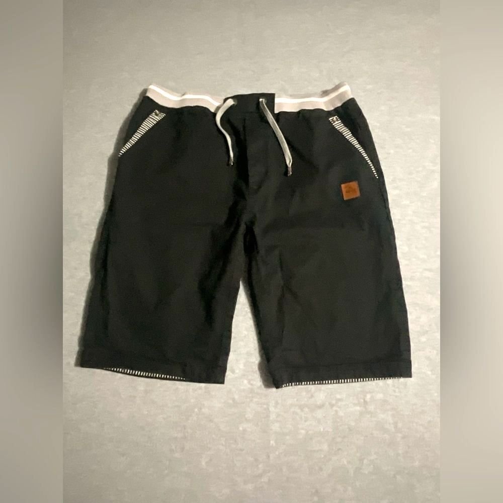 NEWS Fashion Style Black Hybrid Walk Shorts Striped Trim Urban Utility Mens SzXL
